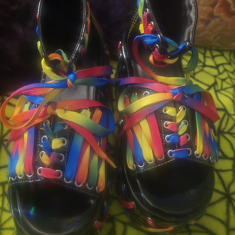 Sold out rare Club exx Rude Awakening Rainbow platforms..
